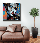 Angled view of Pencil Perfectionist Wrapped Canvas in a modern room.